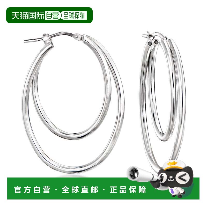 自营Ross-Simons Italian Sterling Silver Double-Oval Hoop Ear