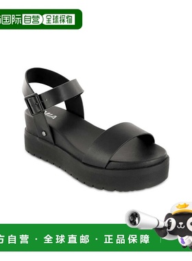 自营Women's MIA Kayci Sandals Black Leather Ankle Strap Roun