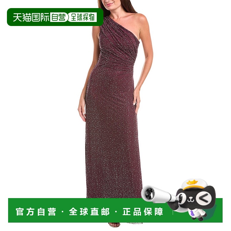 自营Halston Rafelle水钻网眼礼服-黑色 连衣裙长裙美国直发奥莱