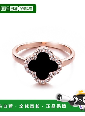 自营 adornia14k玫瑰金镀黑光环CZ三叶草戒指-黑色 美国奥莱直发