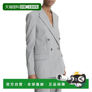 美国奥莱直发 灰色 自营 Vince羊毛混纺斜纹双排扣运动夹克