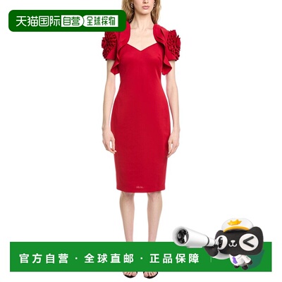 自营Badgley Mischka Rosette Dress - red 美国奥莱直发