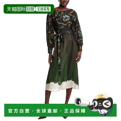 自营Marchesa Notte Printed Georgette Dress - black 美国奥莱