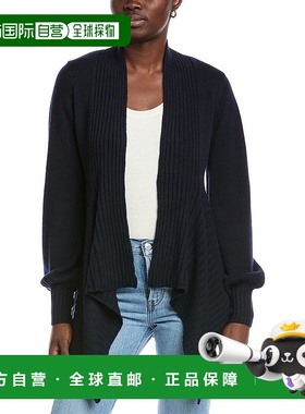 自营 autumn cashmere秋季羊绒罗纹垂坠羊绒羊毛混纺开衫-蓝色 美