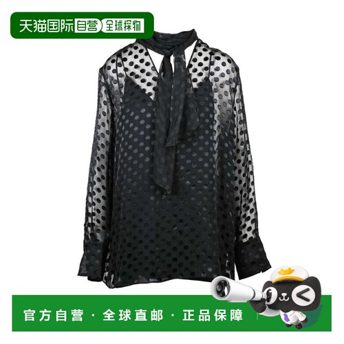 自营givenchy黑色真丝混纺雪纺圆点女衬衫-黑色 美国奥莱直发
