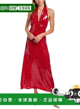 自营 bardot芭铎Freja亮片迷笛连衣裙-红色 美国奥莱直发长裙