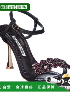 自营 Manolo Blahnik Finah 90 缎面凉鞋 - 黑色 美国奥莱直发