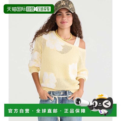 自营Aeropostale Hibiscus Slouchy Open-Knit Boat-Neck Sweater
