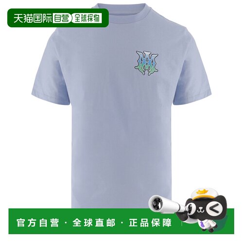 自营amiri浅蓝色徽标印花棉质t恤衫-灰色 美国奥莱直发