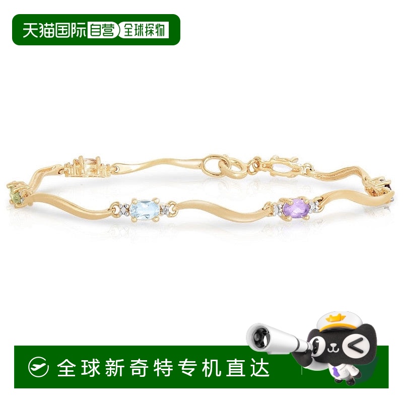 自营 genevive纯银配 3 毫米彩色方晶锆石网球手链 - 白色 美国奥