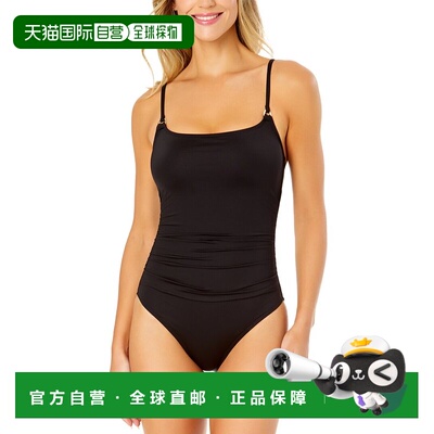 自营Anne Cole Shirred Lingerie Maillot - black 美国奥莱直发