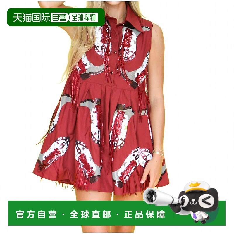 自营 queen of sparkles靴子游戏日连衣裙栗色-栗色 美国奥莱直发