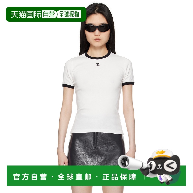 1h可退 香港直邮潮奢 Courreges 女士 白色 Signature Contrast T