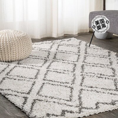 jonathan y Soller Diamond Trellis Shag 区域地毯 - 米色/深灰
