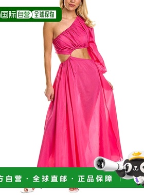 自营 Matteau 一肩真丝混纺长裙 粉红色 美国奥莱直发连衣裙