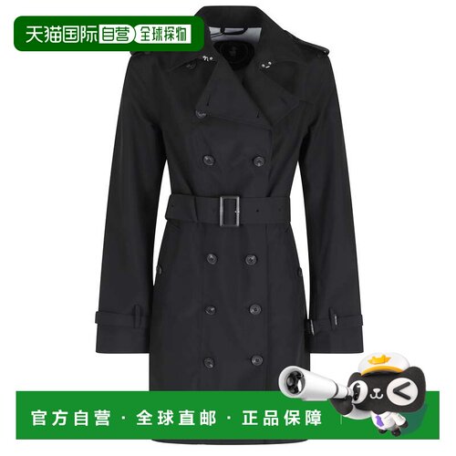 自营save the duck黑色Audrey双排扣翻领涤纶Trench风衣-黑色 美