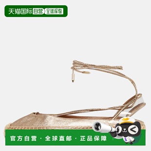 自营Aquazzura Gold Leather And Pvc  Ankle Wrap Espadrille Fl