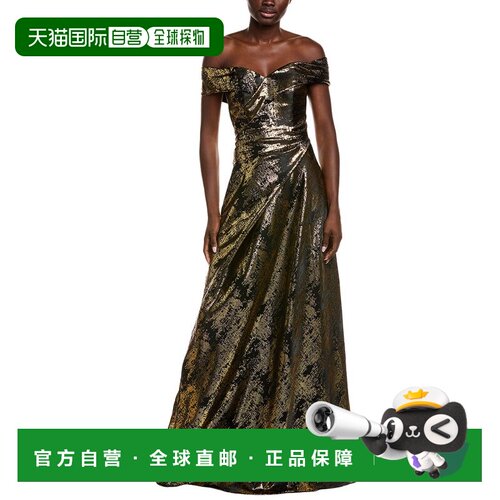 自营Rene Ruiz Off-The-Shoulder Gown - gold 美国奥莱直发长裙