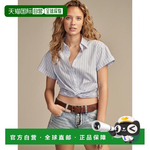 自营Lucky Brand女Twist前领衬衫-中深蓝色 美国奥莱直发