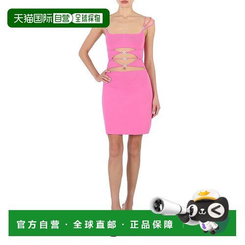 自营 mach & machMach&Mach女士粉红色Matilde水晶蝴蝶结连衣裙-