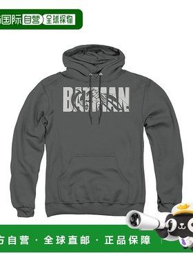 自营 gildan灰色成人套头连帽衫/连帽运动衫上印有蝙蝠侠文字 -