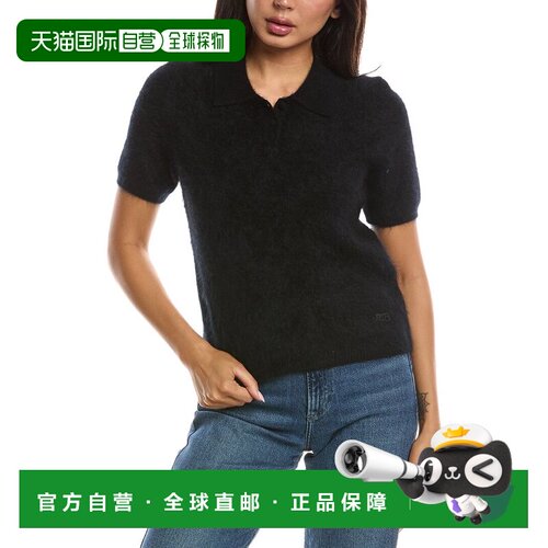 自营rag & bone Jada拉绒羊绒Polo毛衣-黑色 美国奥莱直发