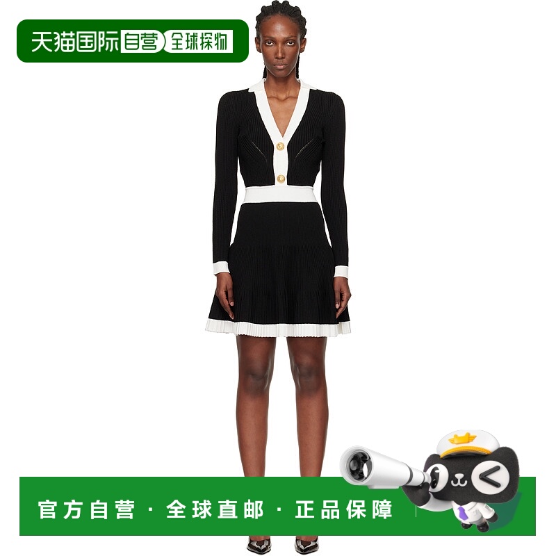 1h可退 香港直邮潮奢 Balmain 巴尔曼 女士 黑色 & 白色连衣裙 FF