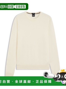 自营bossCashmere sweater in a regular fit - white 美国奥莱直