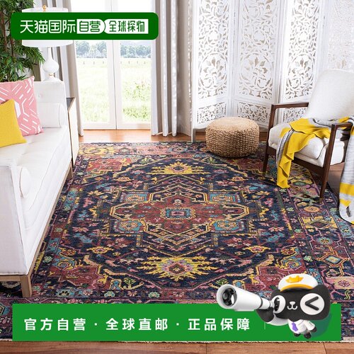 自营safaviehIzmir Hand Made Area Rug, Blue / Rust Traditiona