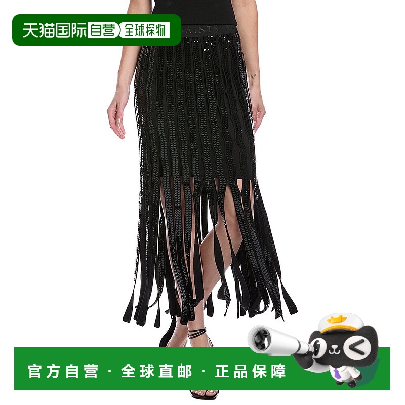 自营 All Saints Francesca裙子-黑色 美国奥莱直发半身裙a字裙
