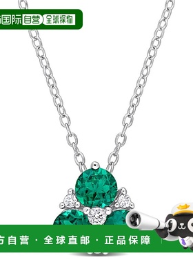 自营 925 纯银 Mimi & Max 1 1/4 克拉 TGW 人造祖母绿和人造白色