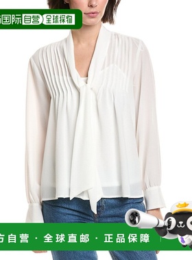 自营Vince Camuto Front Tie & Pintuck Blouse - white 美国奥莱