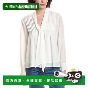 Tie Pintuck 自营Vince white Front Blouse 美国奥莱 Camuto