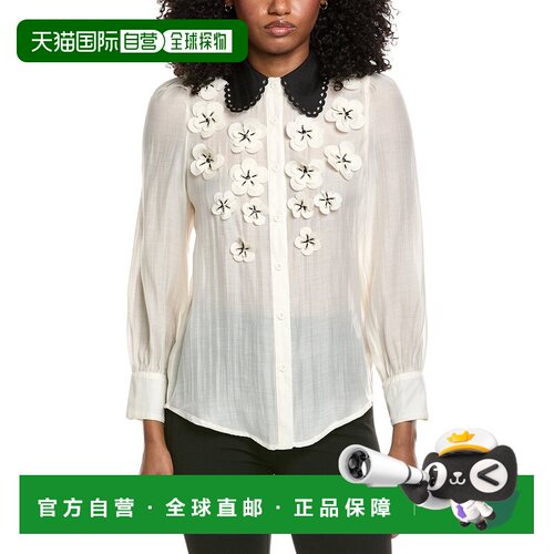 自营Beulah Floral Accent Blouse  - White 泡泡袖美国直发奥莱