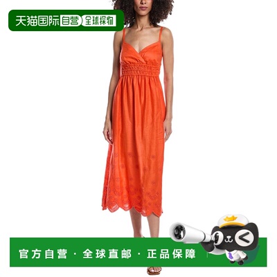 自营tyler boe Maria Linen Midi Dress - red 美国奥莱直发