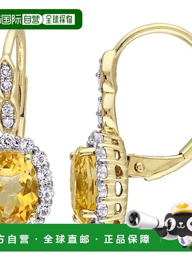 自营 mimi & max14k 金 2 1/4 CT TGW 椭圆形黄水晶、白色托帕石