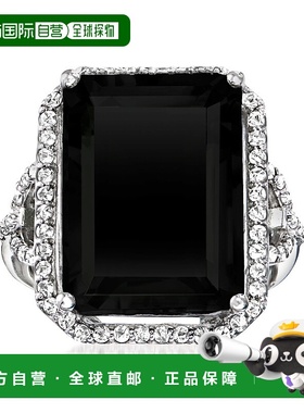 自营 Ross-Simons 925 银黑色玛瑙和白色托帕石戒指 - 白色 美国