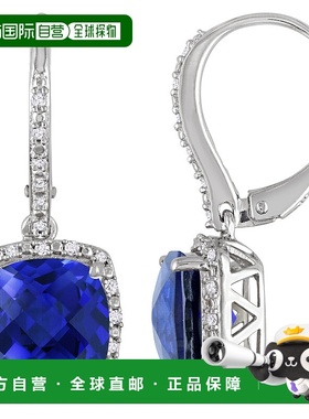 自营 mimi & max925 纯银 6 1/2 CT TGW 创造蓝色蓝宝石和 1/5 CT