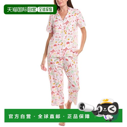 自营bedhead床头2pc作物睡衣套装-蓝色 美国奥莱直发休闲裤