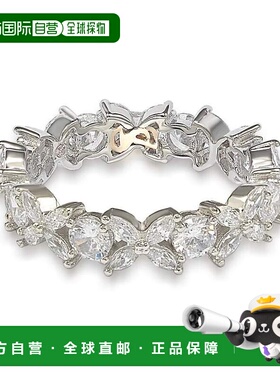 自营 Suzy Levian 纯银立方氧化锆花卉永恒戒指 - 白色 美国奥莱