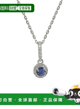 自营 Suzy Levian 纯银蓝色蓝宝石和钻石配饰吊坠项链 - 蓝色 美