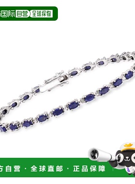 自营Ross-Simons Sapphire Bracelet With Diamond Accents in St