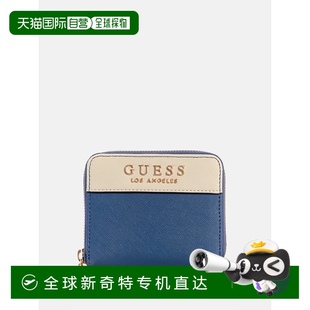 自营 美国奥莱直发 guess雅芳公园小型拉链钱包 靛蓝色多功能