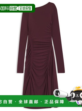 自营bossGathered-detail dress in matte jersey - dark purple