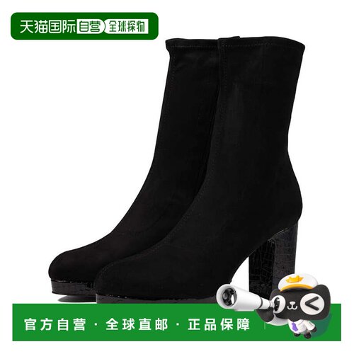 自营Donald Pliner Zari女式黑色杏仁头块跟靴JOBB519-黑色 美国