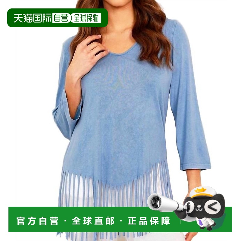 自营 angel石洗镂空流苏牛仔上衣 - 牛仔布 美国奥莱直发长袖性感