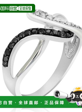 自营 vir jewels0.45 克拉黑白钻石波浪形戒指 .925 纯银铑 - 银