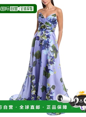 自营Amsale Pleated Bodice Gown - purple 美国奥莱直发连衣裙