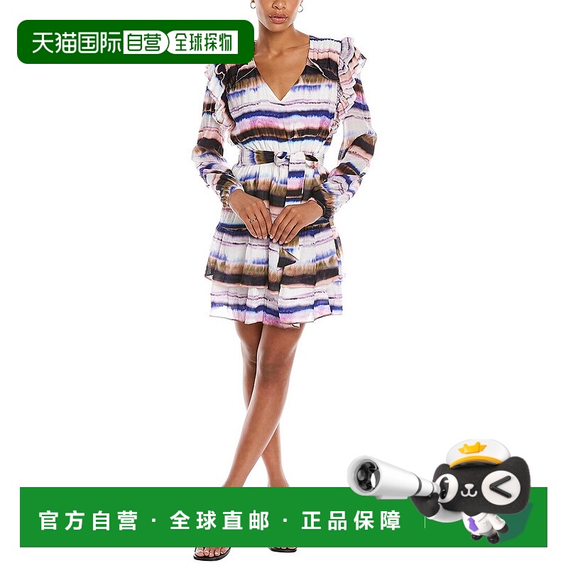 自营 Marie Oliver Lawson 真丝混纺早秋新款连衣裙 蓝色 美国奥