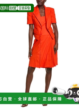 自营 BGL 2件亚麻混纺运动夹克和连衣裙套装-橙色 美国奥莱直发